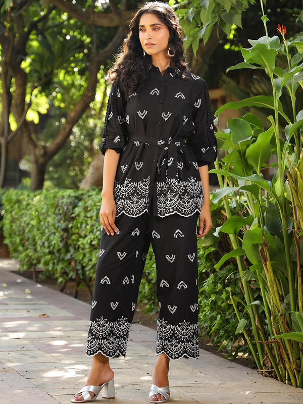 Ethnic Motifs Printed Pure Cotton Tunic With Palazzos Co-Ords