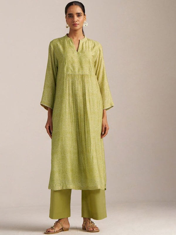Printed Mandarin Collar Tunic With Trouser Co-Ords