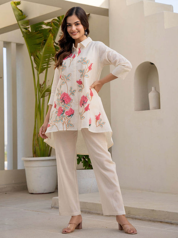 Sneha Brink Embroidered Cotton Co-Ord (Set of 2)