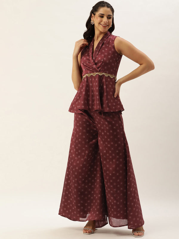 Women Printed Top with Palazzos