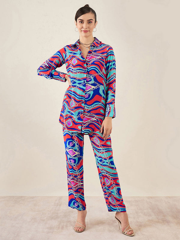 Long Sleeves Printed Shirt With Trouser