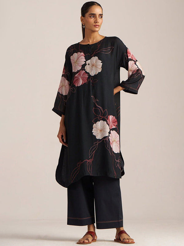 Floral Printed Silk Tunic With Palazzo Co-Ords